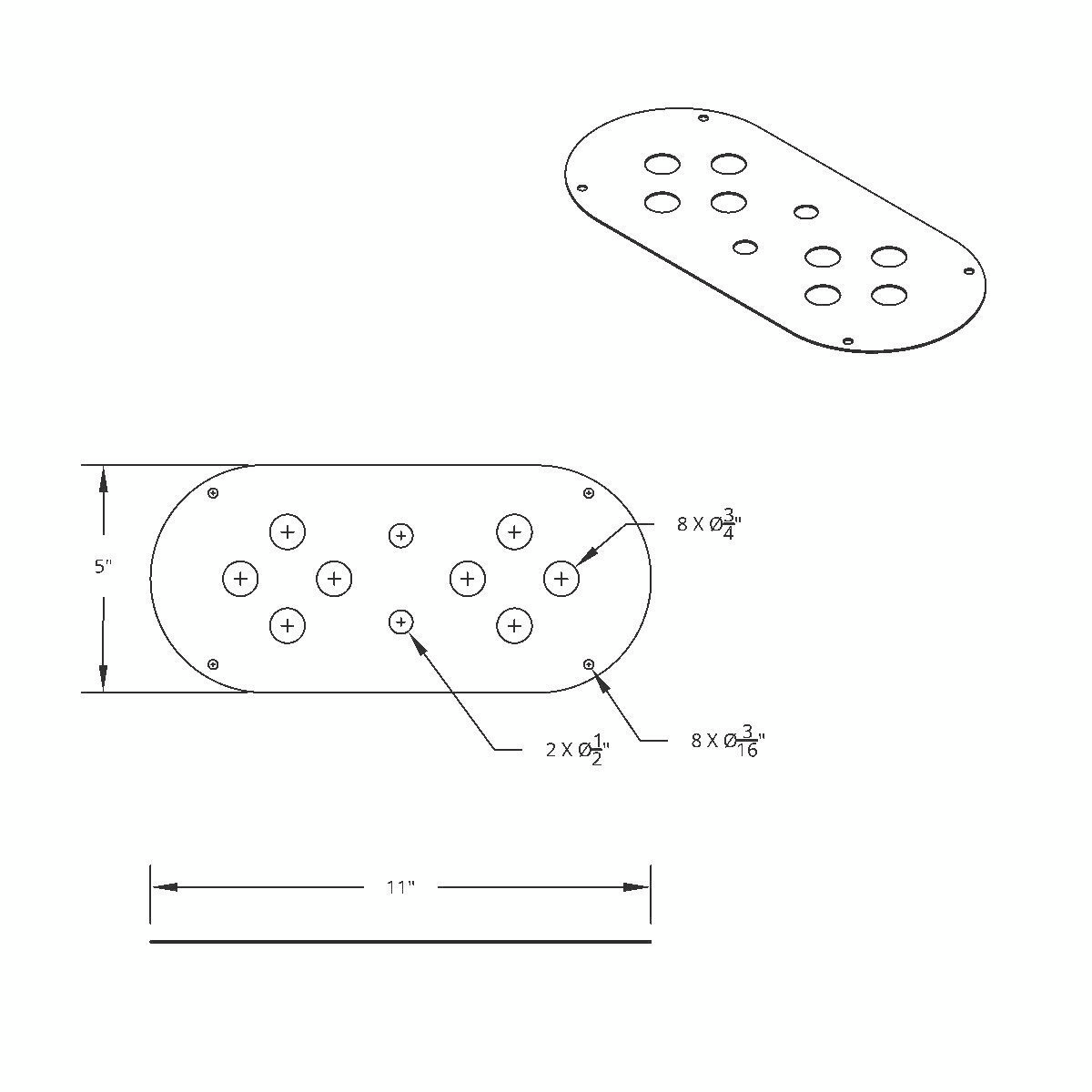 Stainless Steel Above Door Dome Light Plate With 8 x 3/4" Mini Light Cutouts For Kenworth & Peterbilt Trucks - Thumbnail 5