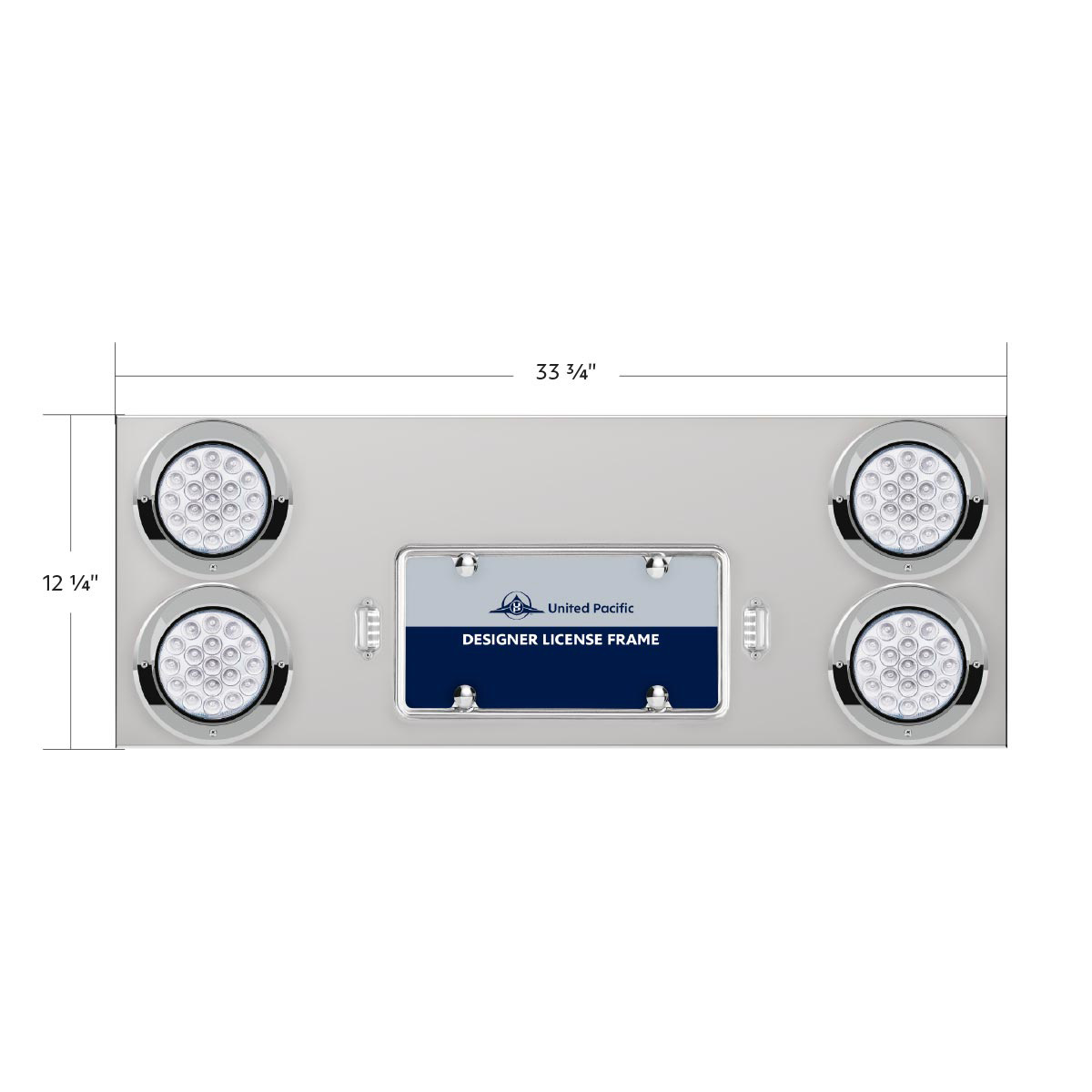 33-3/4" SS Rear Center Panel With 4X 19 LED 4" Double Fury Lights & Visors-Red & Blue LED - Thumbnail 6