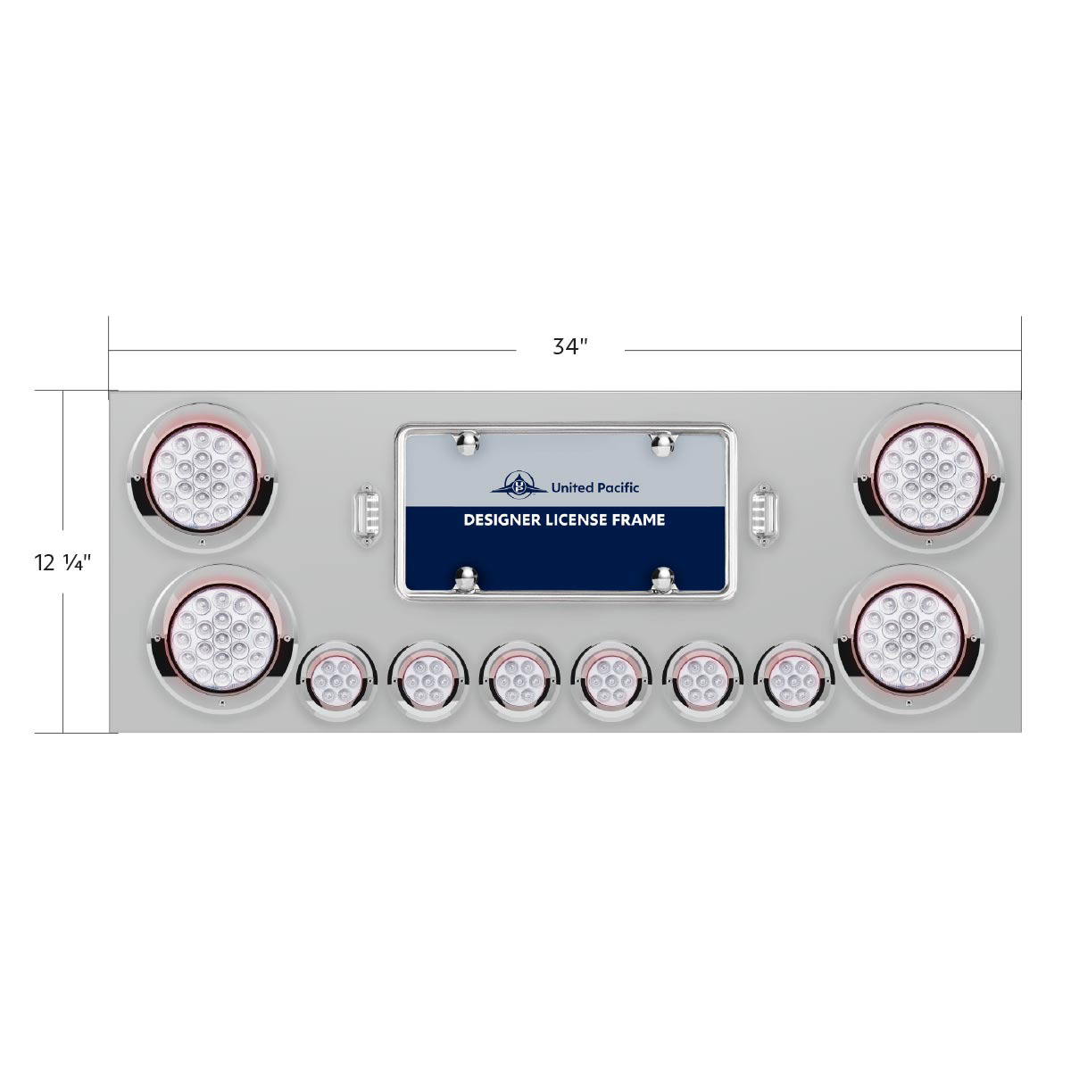 SS Rear Center Panel With 4X 19 LED 4" & 6X 7 LED 2" Double Fury Lights & Visors-Red & Blue LED - Thumbnail 6