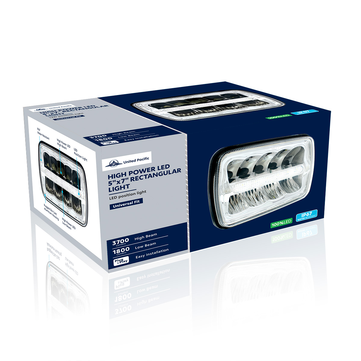 ULTRALIT - 9 High Power LED 5" X 7`" Rectangular Light With White Position Light Bar - Thumbnail 6