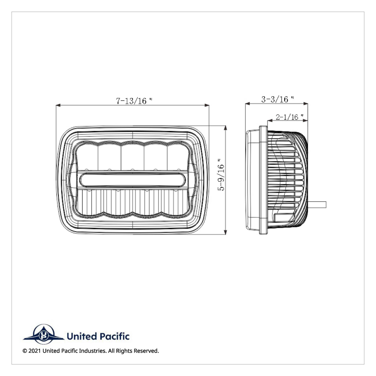 ULTRALIT - 9 High Power LED 5" X 7`" Rectangular Light With White Position Light Bar - Thumbnail 10