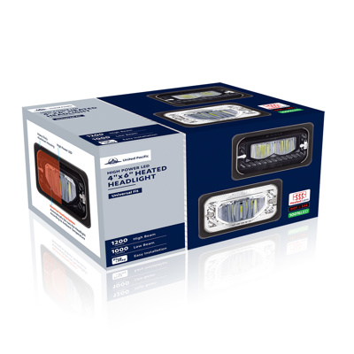 ULTRALIT - Heated 4" X 6" LED Headlight With Glass Lens & Aluminum Housing - Low Beam - Black - Thumbnail 5