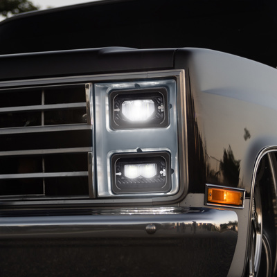 ULTRALIT - Heated 4" X 6" LED Headlight With Glass Lens & Aluminum Housing - Low Beam - Black - Thumbnail 6