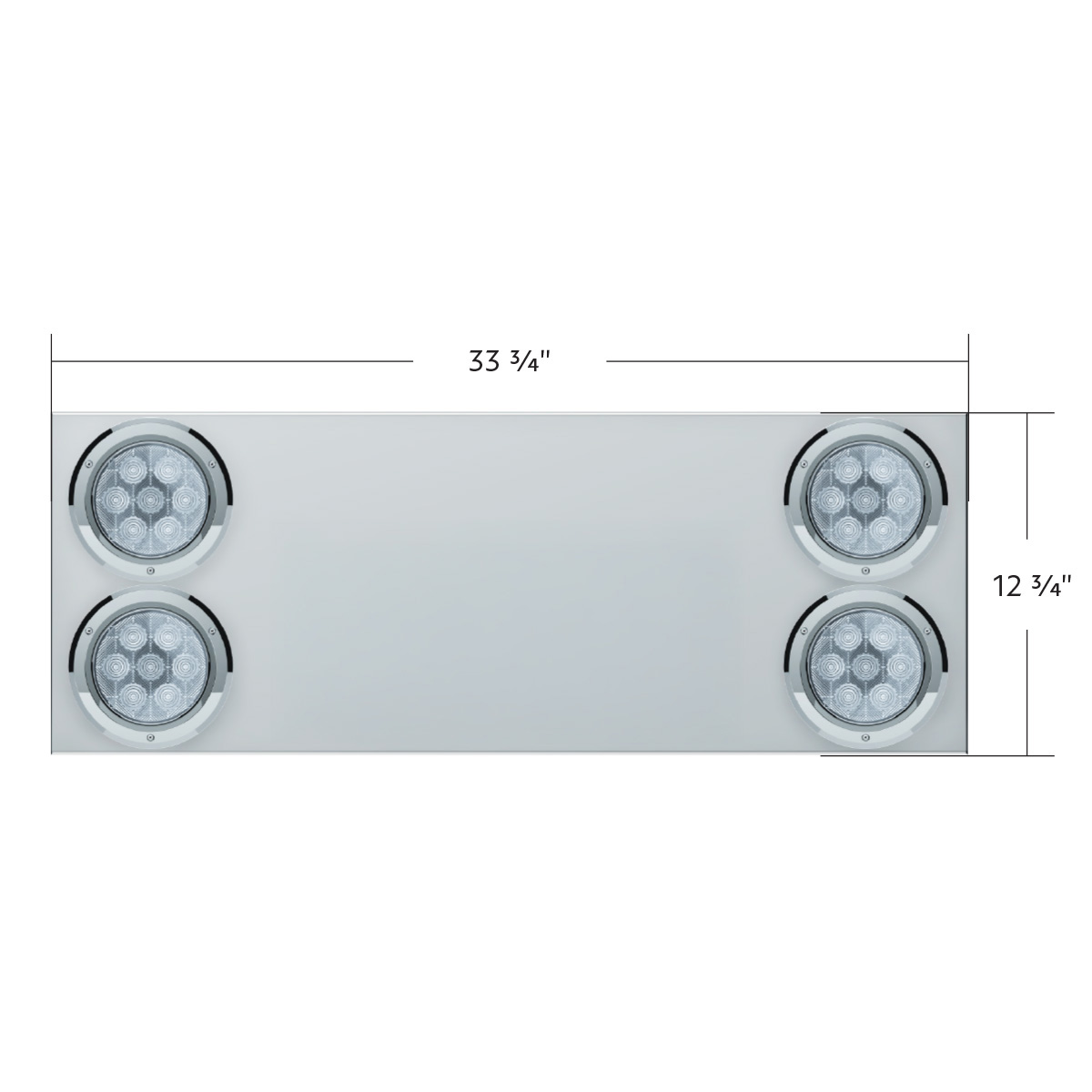 33-3/4" Stainless Rear Center Panel With Four 7 LED 4" Light & Bezel (No LP Holes)- Red LED/Clear Lens - CS - Thumbnail 4