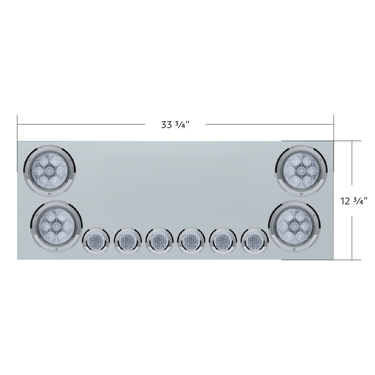 SS Rear Center Panel With 4X Red LED 4" Light & 6X Red LED 2" Light & Bezel (No LP Holes)-Clear Lens -CS - Thumbnail 4