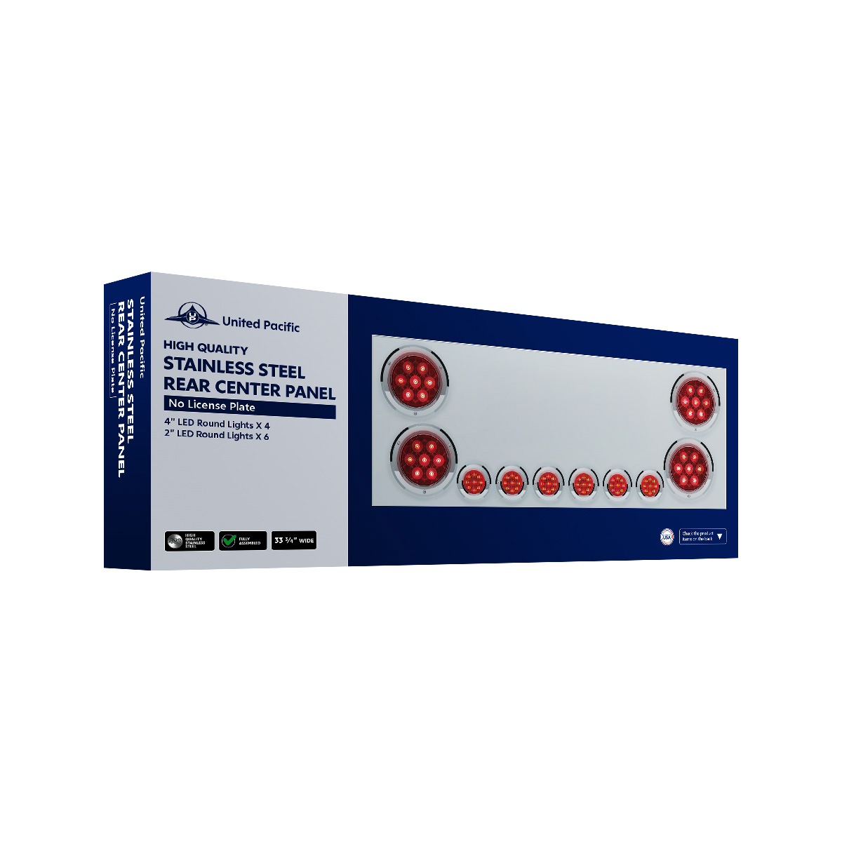 SS Rear CP With 4X 7 LED 4" Reflector Lights & 6X 9 LED 2" Lights & Visors (No LP Holes)-Red LED & Lens - Thumbnail 5