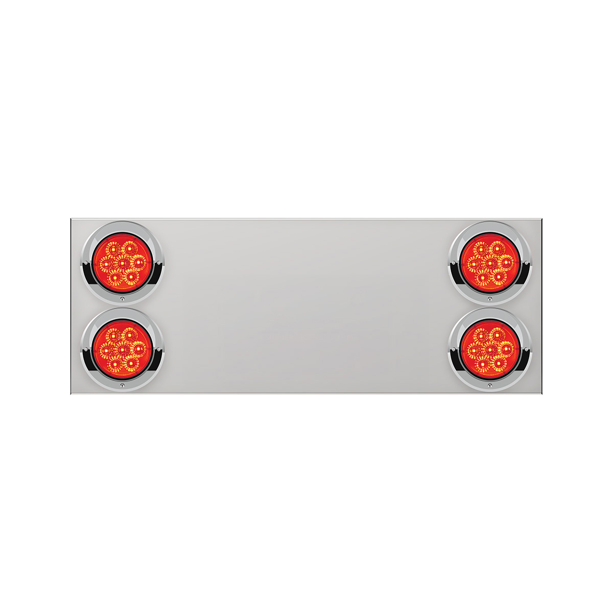 33-3/4" Stainless Rear Center Panel With Four 7 LED 4" Reflector Lights & Visors(No LP Holes)-Red LED/Red Lens - Thumbnail 7