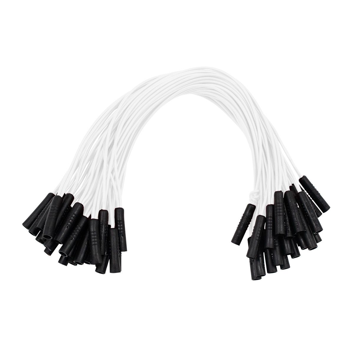 0.180" Female Plug White Wire Harness With 50 Plugs-12" Lead (Bulk)