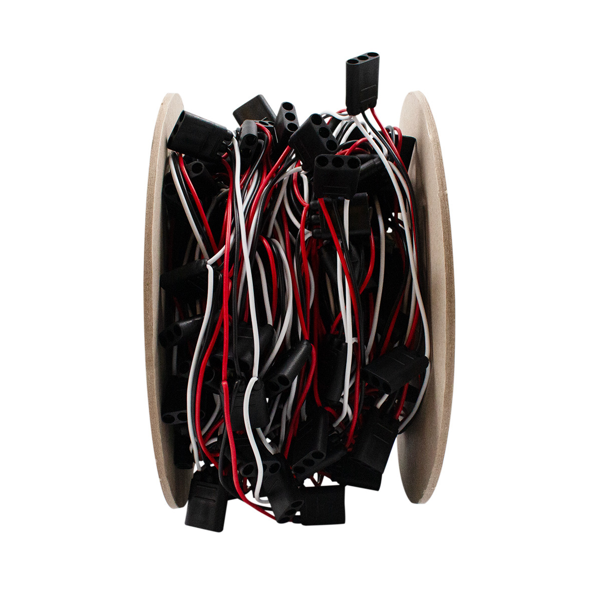 150 Count 3-Prong Female Bullet Plugs Wire Harness Roll - 74' W/6" Lead Between Plugs - Thumbnail 3