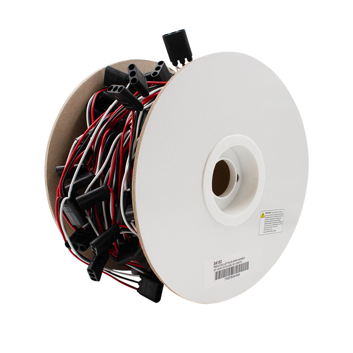 100 Count 3-Prong Female Bullet Plugs Wire Harness Roll - 98.5' W/12" Lead Between Plugs - Thumbnail 2