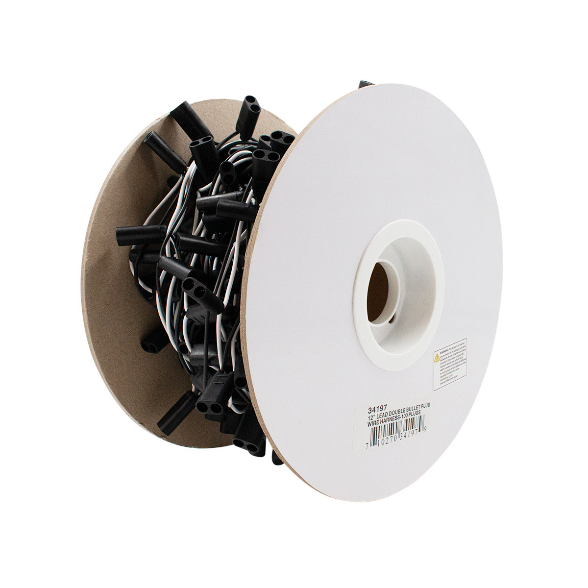 100 Count 2-Prong Female Bullet Plugs 16G Wire Harness Roll - 100' W/12" Lead Between Plugs - Thumbnail 2