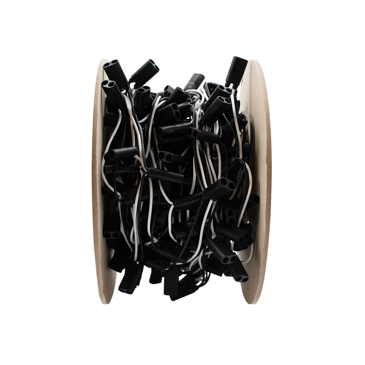 100 Count 2-Prong Female Bullet Plugs 16G Wire Harness Roll - 100' W/12" Lead Between Plugs - Thumbnail 3