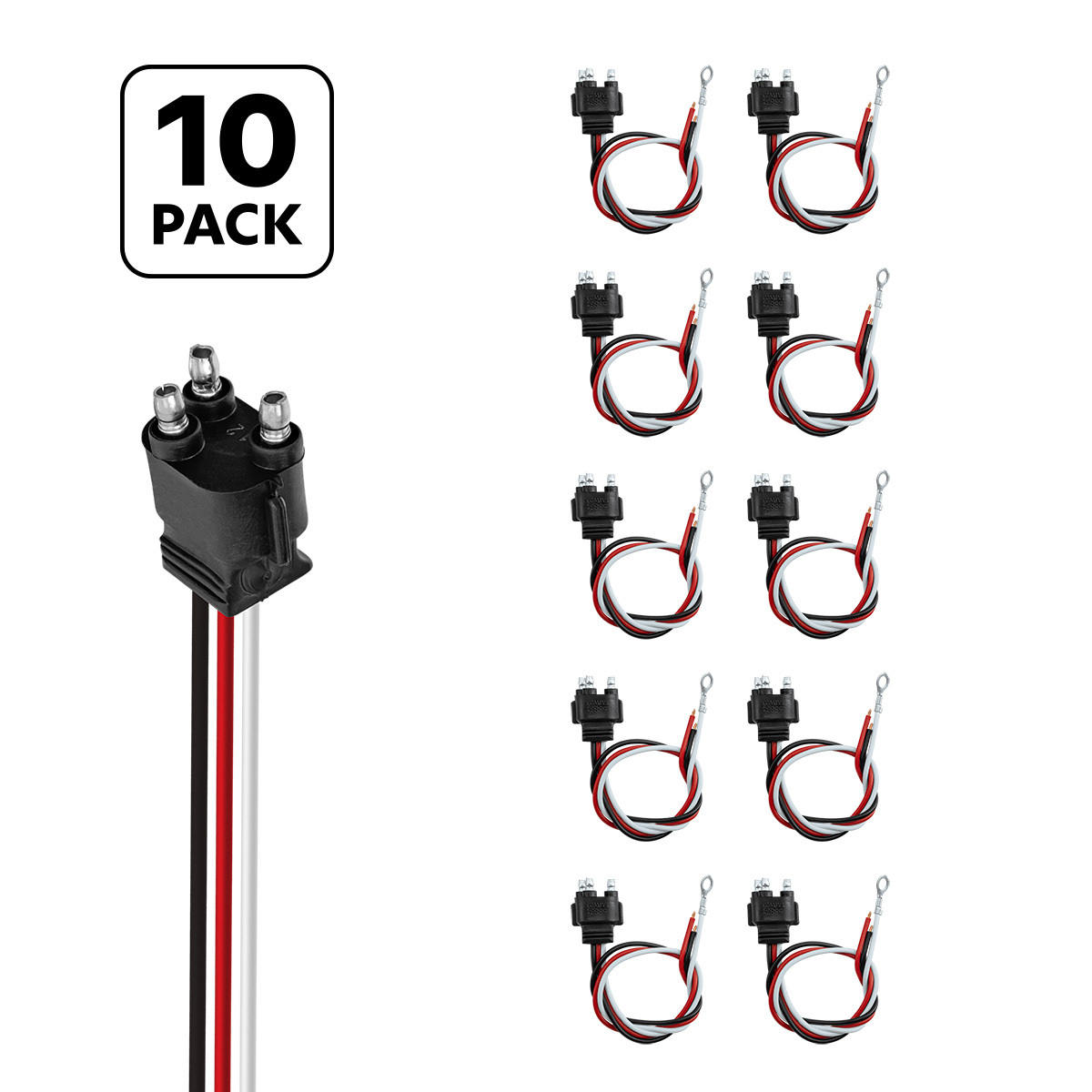 3 Wire Pigtail With 3 Prong Straight Plug - 12" Lead (10-Pack) - Thumbnail 7