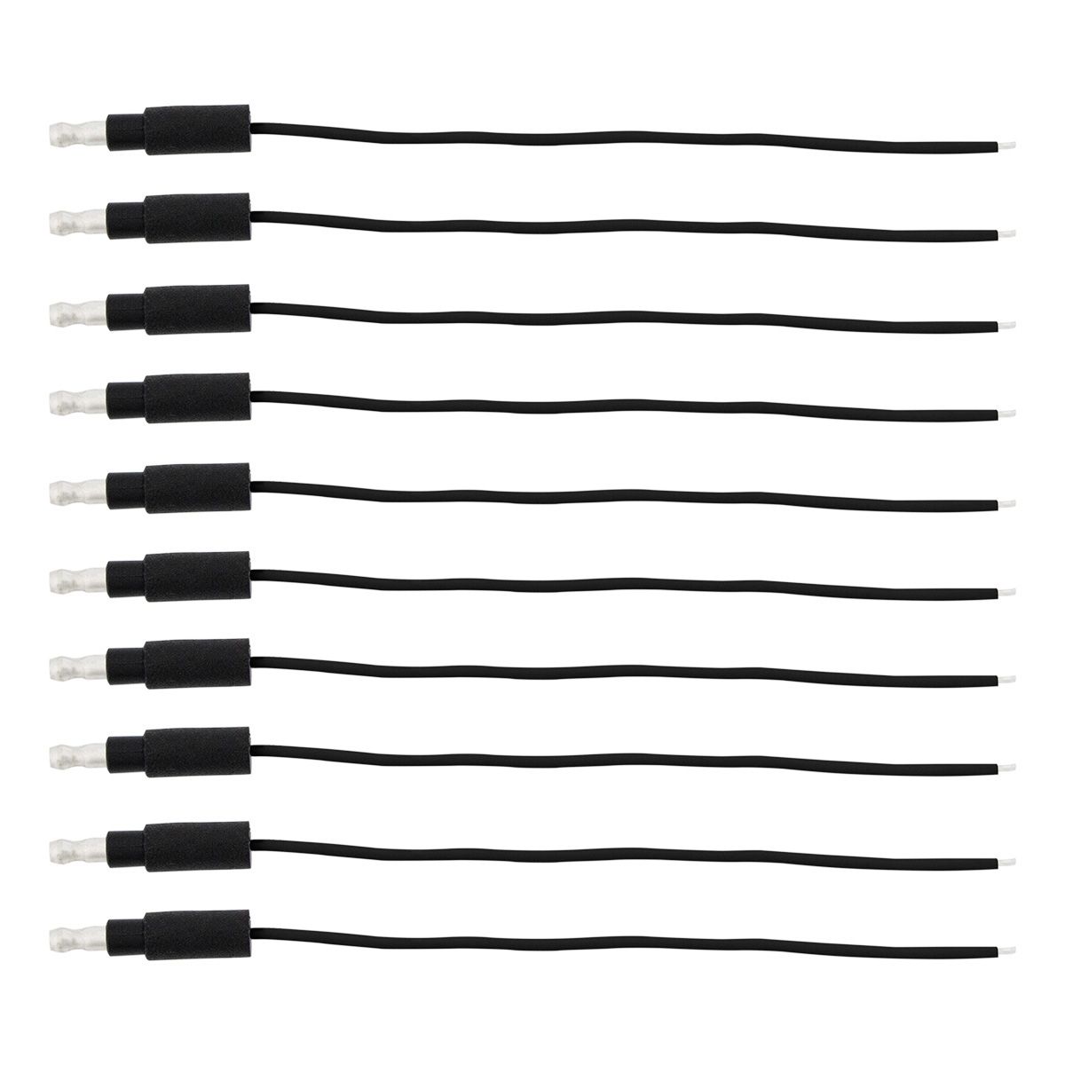 6" Single Lead Wire With .180 Bullet Termination & Stripped End - Black (10 Pcs)