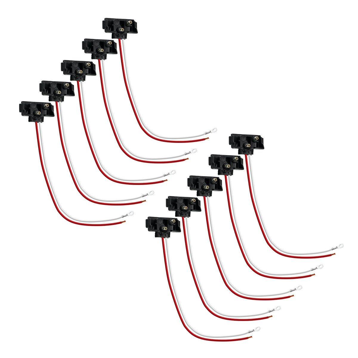 2 Wire Pigtail With 2 Prong Right Angle Plug - 12" Lead (10-Pack) - Thumbnail 2