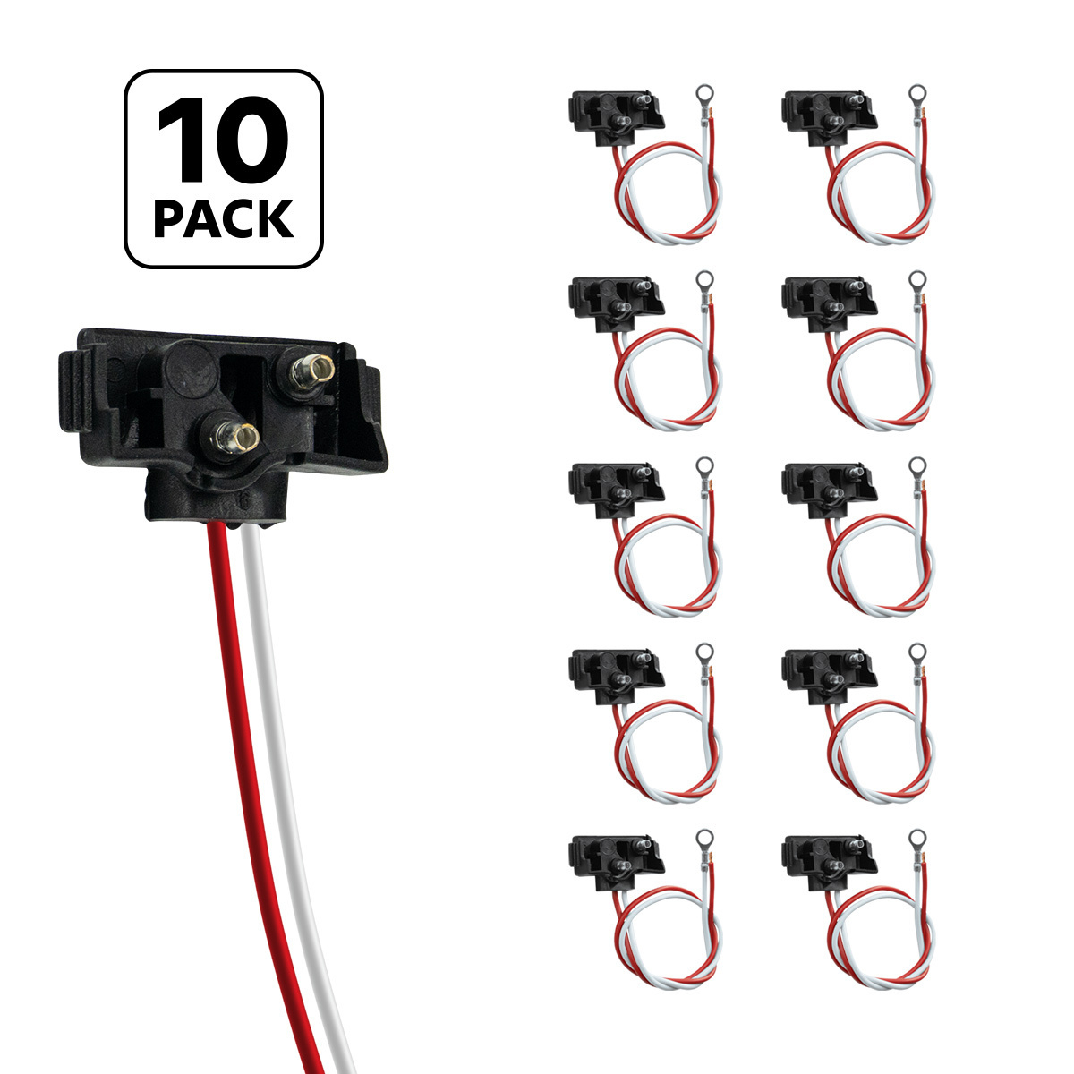 2 Wire Pigtail With 2 Prong Right Angle Plug - 12" Lead (10-Pack) - Thumbnail 5