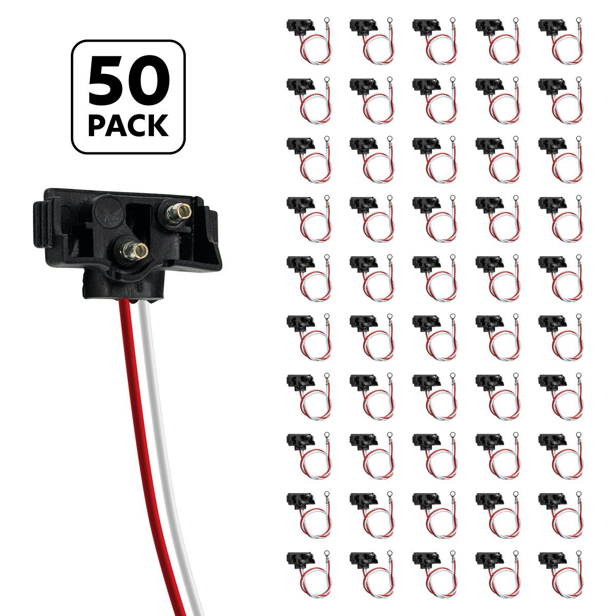 2 Wire Pigtail With 2 Prong Right Angle Plug - 12" Lead (50-Pack)