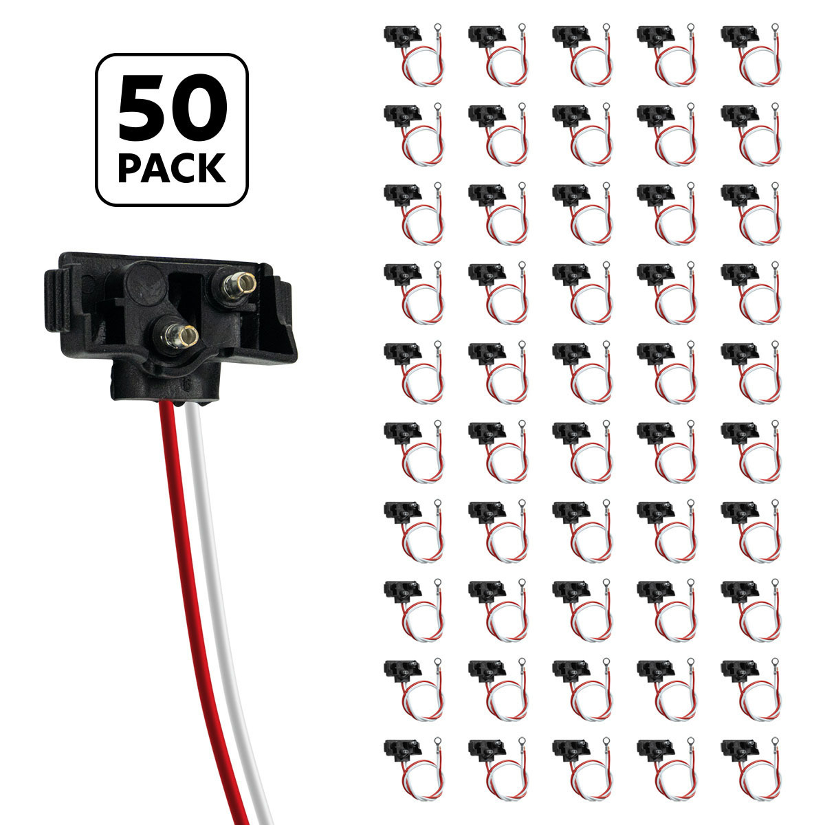 2 Wire Pigtail With 2 Prong Right Angle Plug - 12" Lead (50-Pack) - Thumbnail 5