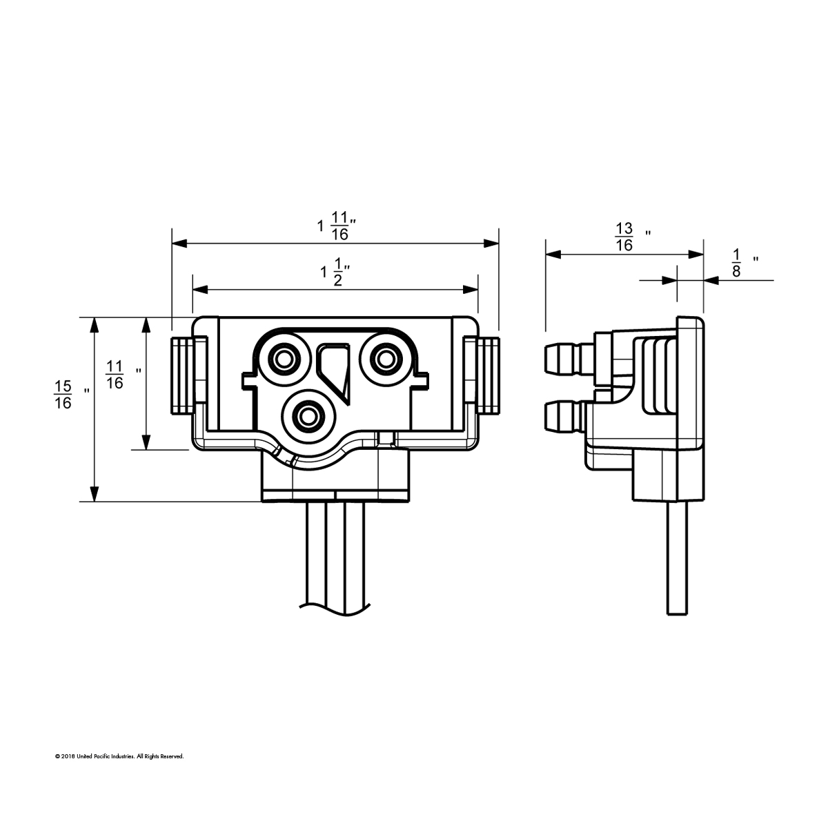 3 Wire Pigtail With 3 Prong Right Angle Plug - 12" Lead (Retail) - Thumbnail 5