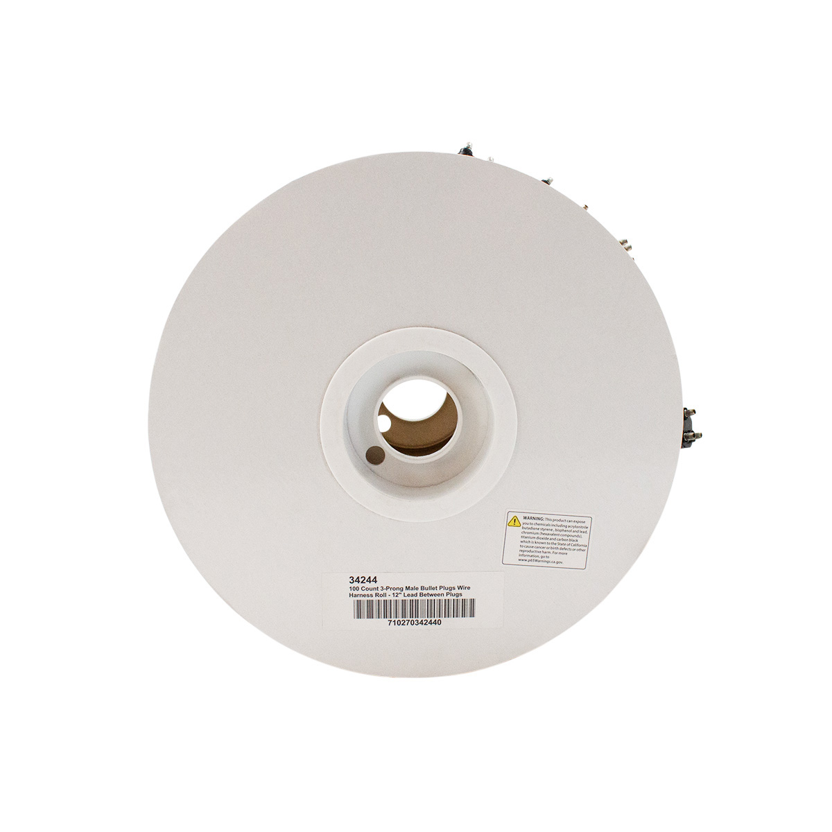 100 Count 3-Prong Male Bullet Plugs Wire Harness Roll - 12" Lead Between Plugs - Thumbnail 5