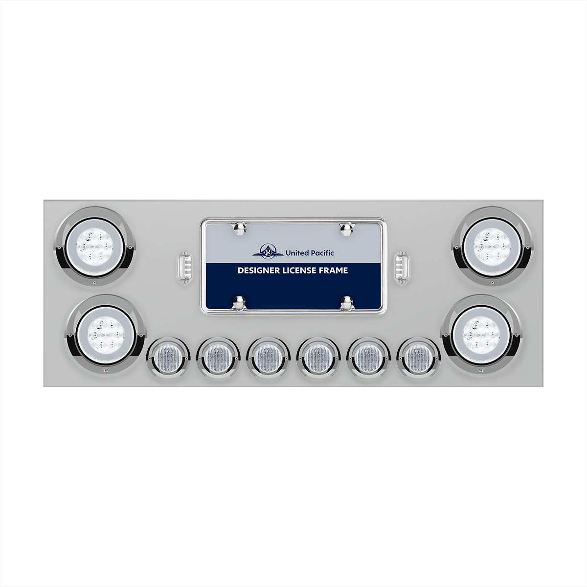 SS Rear Center Panel With 4X 21 LED 4" GloLight & 6X 9 LED 2" Lights & Visors-Red LED/Clear Lens - Thumbnail 2