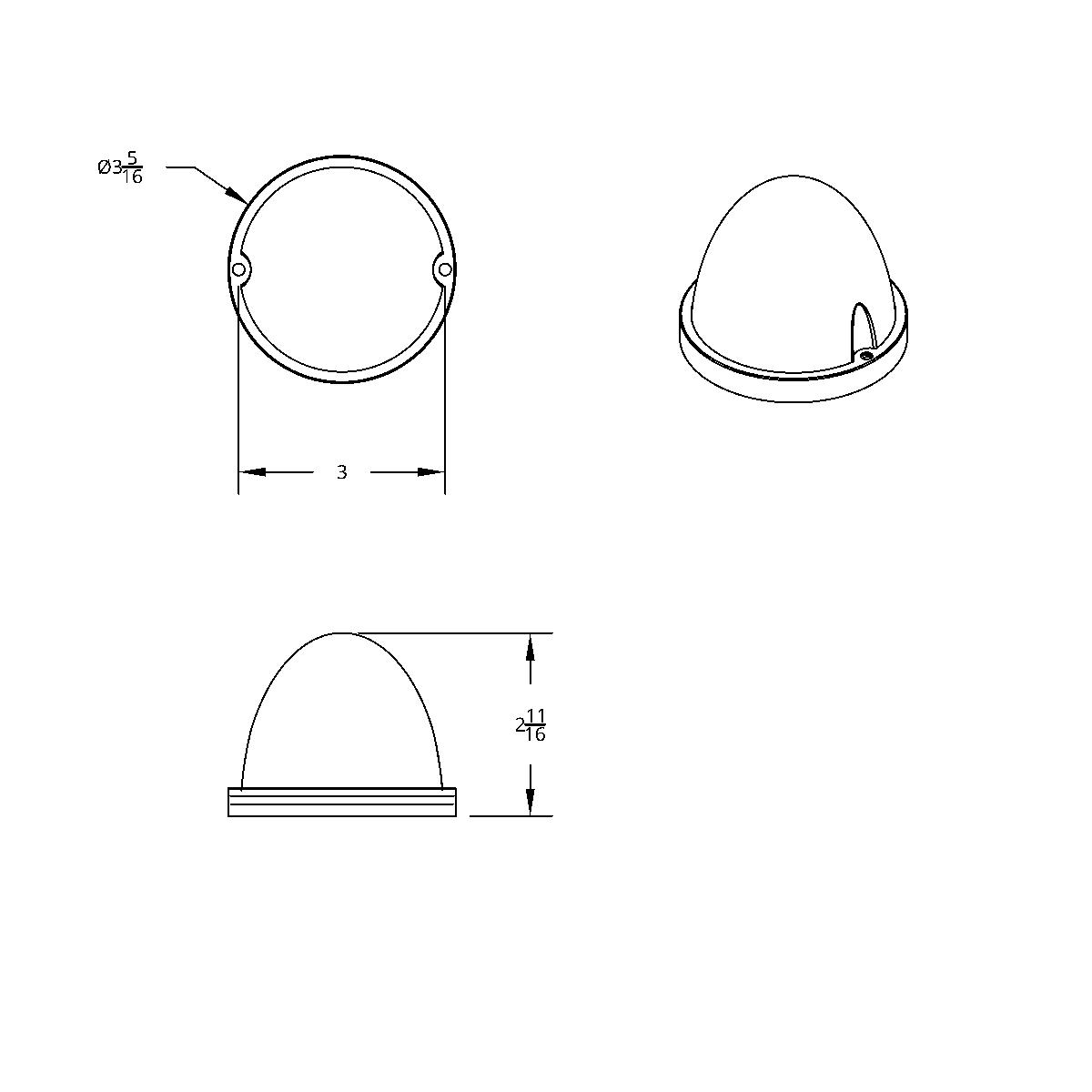 9 LED Dual Function GloLight Watermelon Flush Mount Kit - Amber LED/Amber Lens - Thumbnail 3
