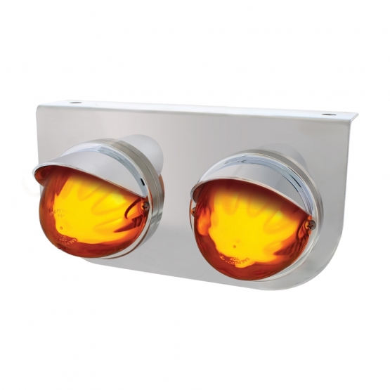 SS Light Bracket With 2X 9 LED Dual Function Watermelon GloLight & Visors -Amber LED & Lens
