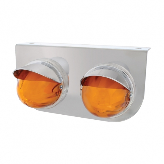 SS Light Bracket With 2X 9 LED Dual Function Watermelon GloLight & Visors -Amber LED & Lens - Thumbnail 2