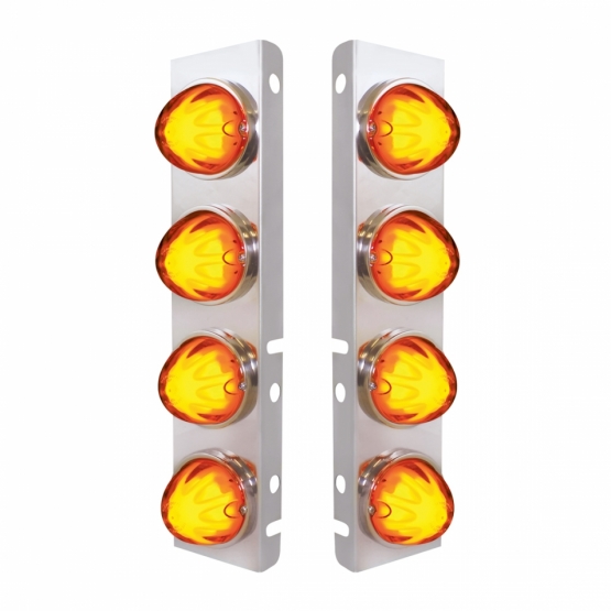 SS Front Air Cleaner Bracket With 8X 9 Amber LED Watermelon GloLight For PB Trucks -Amber Lens