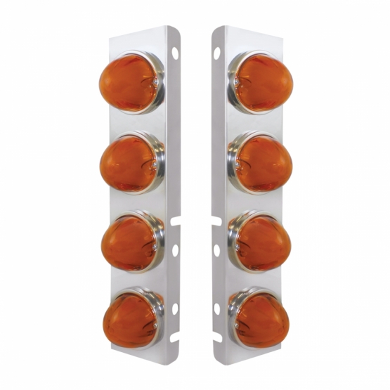 SS Front Air Cleaner Bracket With 8X 9 Amber LED Watermelon GloLight For PB Trucks -Amber Lens - Thumbnail 2