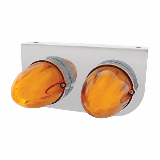 Stainless Light Bracket With 2X 9 LED Dual Function Watermelon GloLight - Amber LED/Amber Lens - Thumbnail 2