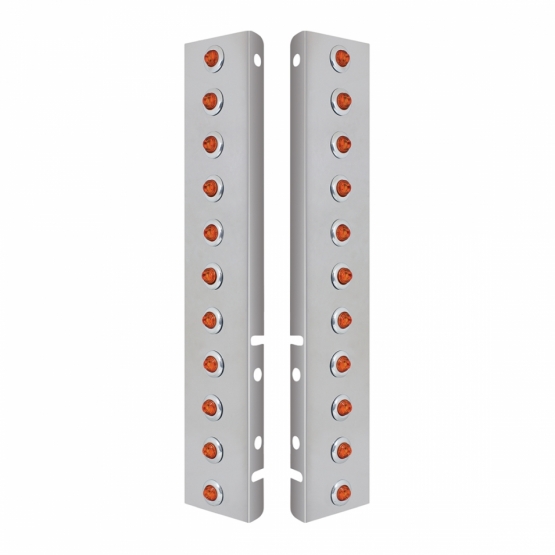 SS Front Air Cleaner Bracket With 22X 2 Amber LED 3/4" Mini Lights & SS Bezels For Peterbilt-Amber Lens - Thumbnail 2