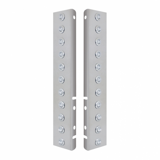 SS Front Air Cleaner Bracket With 22X 2 Amber LED 3/4" Mini Lights & SS Bezels For Peterbilt-Clear Lens - Thumbnail 2