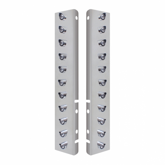 SS Front Air Cleaner Bracket With 22X 3 Amber LED 3/4" Mini Lights & Visors For Peterbilt-Clear Lens - Thumbnail 2