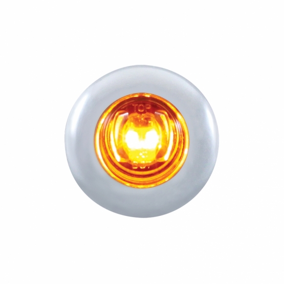 SS Front Air Cleaner Bracket With 26X 2 Amber LED 3/4" Mini Lights & SS Bezels For Peterbilt-Amber Lens - Thumbnail 3