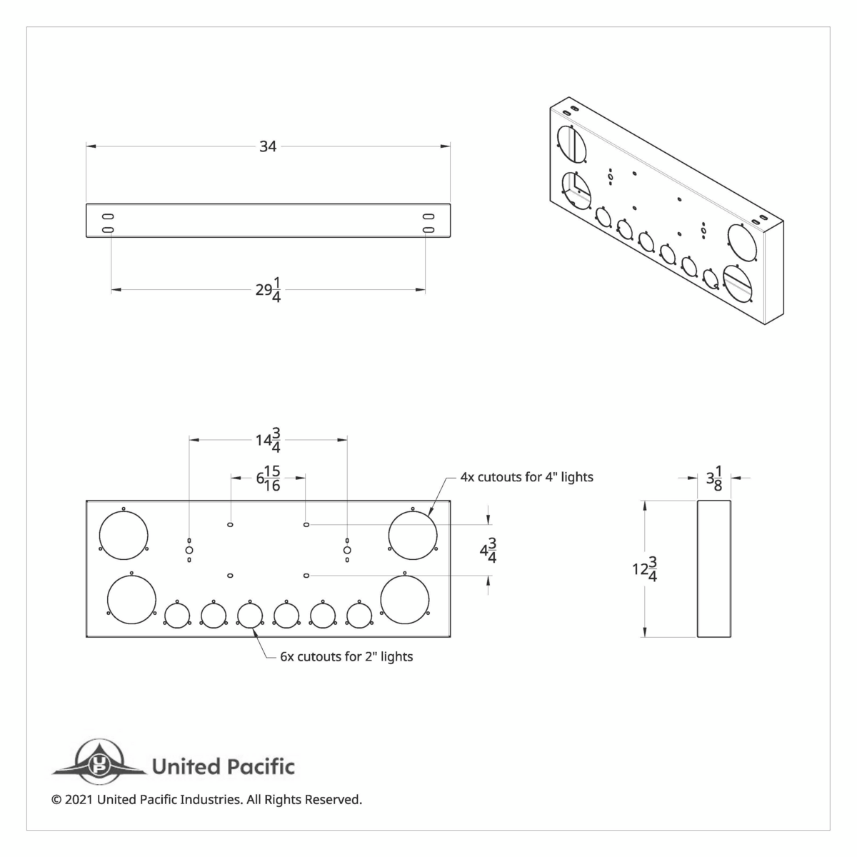 SS Rear Center Panel With Four 13 LED 4" Abyss Light & Six 4 LED 2" Lights & Bezels-Red LED/Red Lens - Thumbnail 5