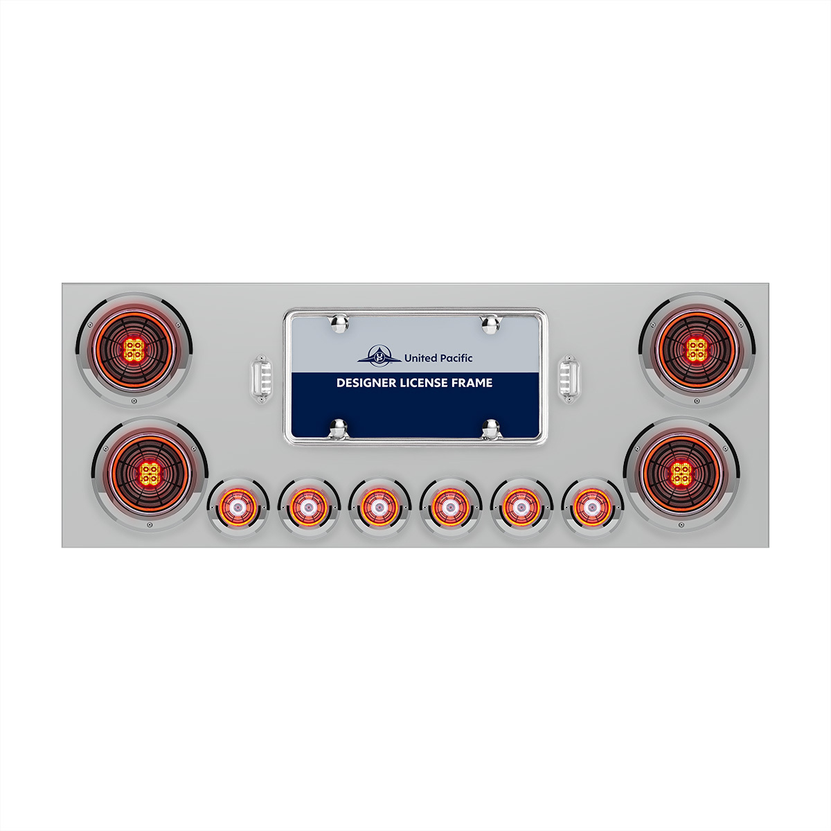 SS Rear Center Panel With Four 13 LED 4" Abyss Light & Six 4 LED 2" Lights & Bezels-Red LED/Clear Lens - Thumbnail 6