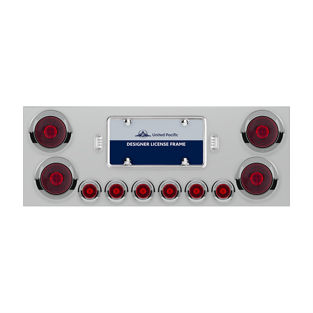 SS Rear Center Panel With Four 13 LED 4" Abyss Light & Six 4 LED 2" Lights & Visors-Red LED/Red Lens - Thumbnail 2