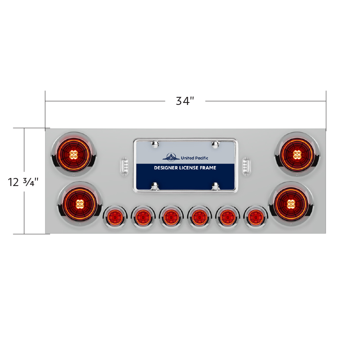 SS Rear Center Panel With Four 13 LED 4" Abyss Light & Six 4 LED 2" Lights & Visors-Red LED/Red Lens - Thumbnail 4