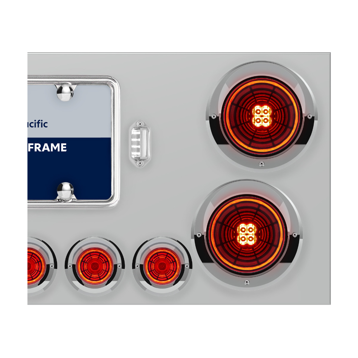 SS Rear Center Panel With Four 13 LED 4" Abyss Light & Six 4 LED 2" Lights & Visors-Red LED/Red Lens - Thumbnail 8