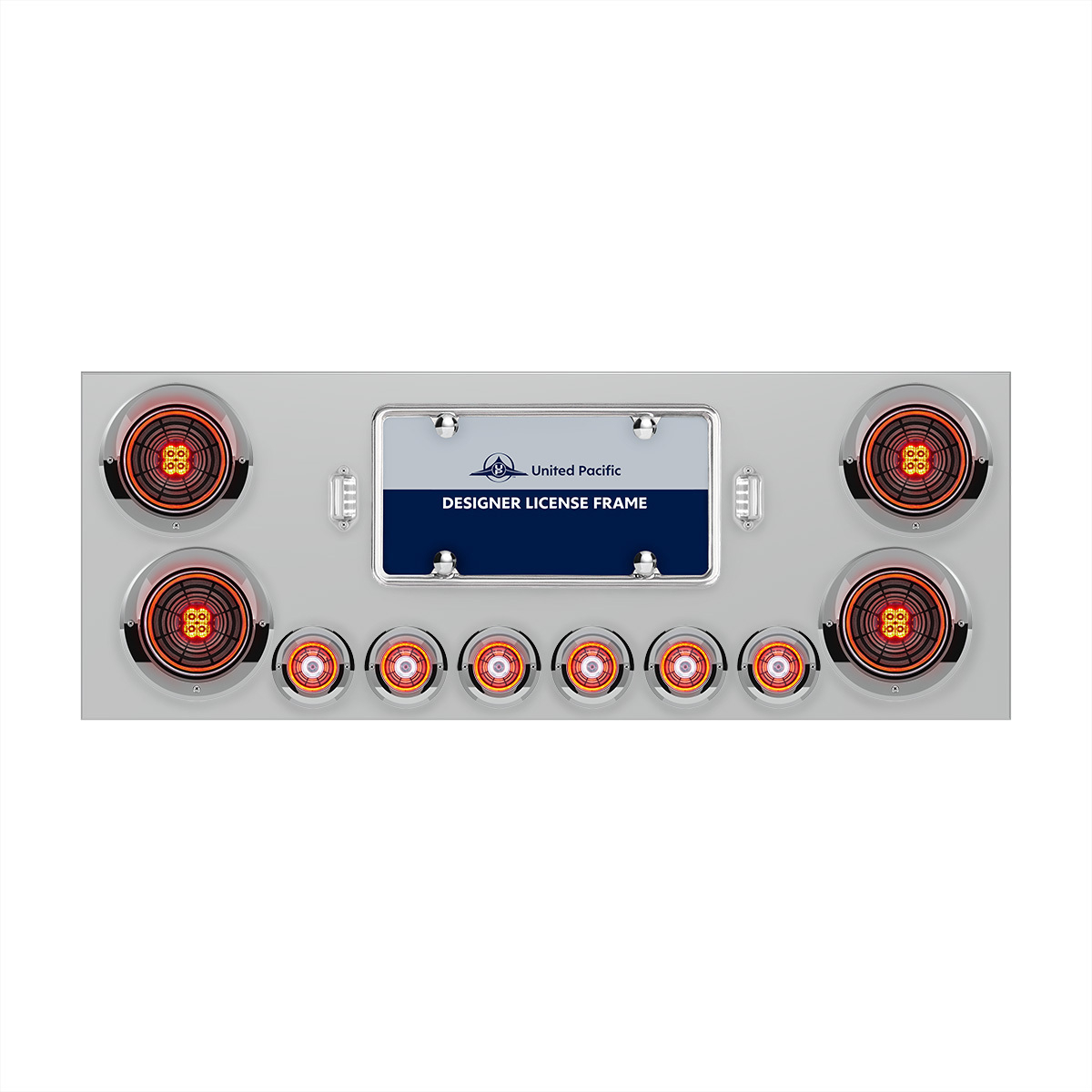 SS Rear Center Panel With Four 13 LED 4" Abyss Light & Six 4 LED 2" Lights & Visors-Red LED/Clear Lens - Thumbnail 6