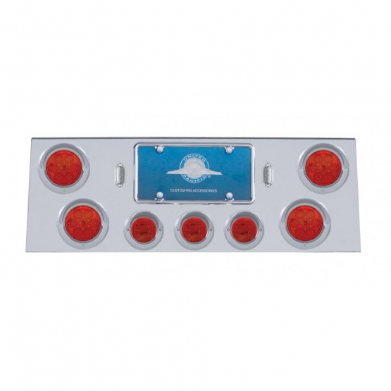 SS Rear Center Panel With 4X 7 LED 4" Reflector Light & 3X 13 LED 2.5" Light & Visor -Red LED & Lens