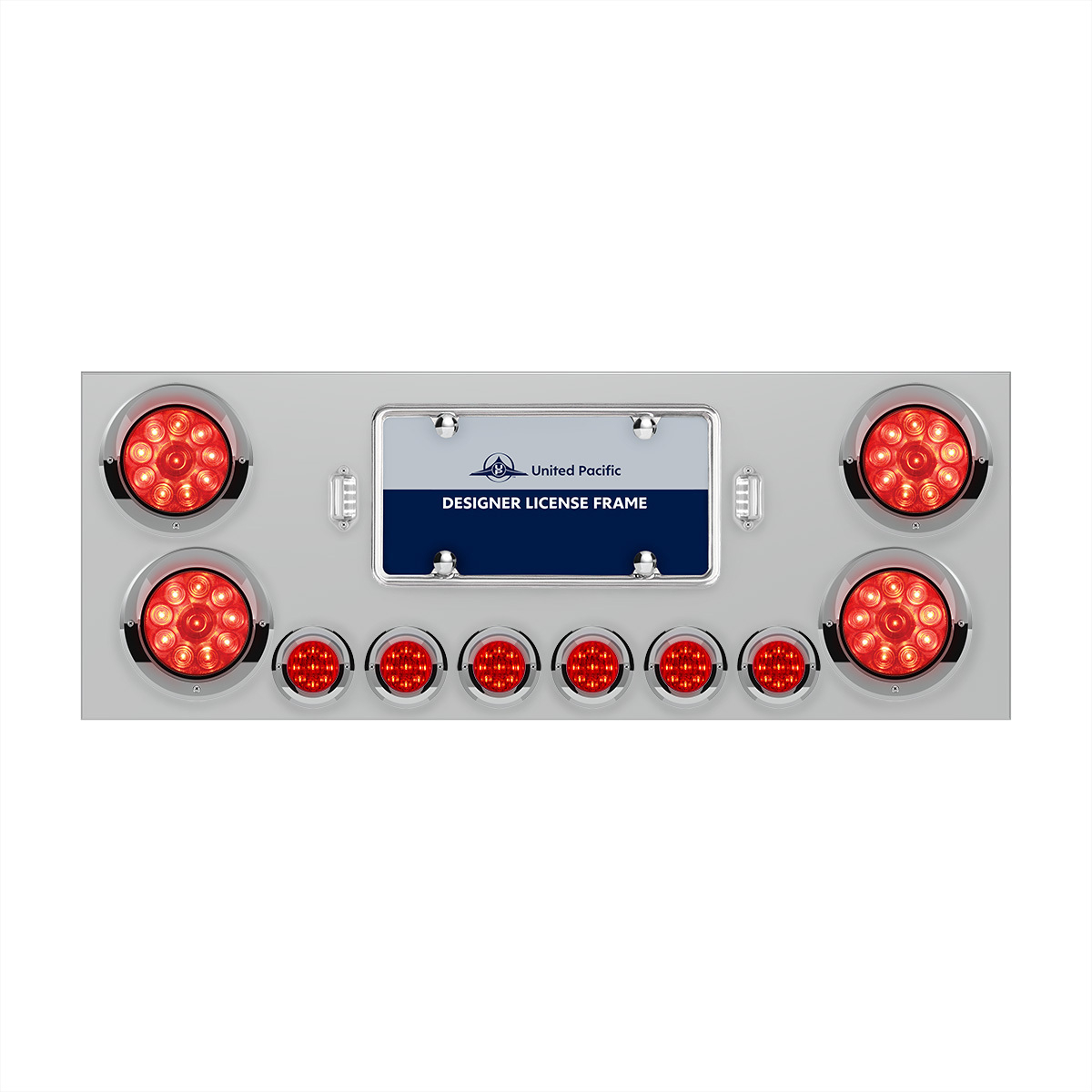 SS Rear Center Panel With 4X 10 LED 4" Lights & 6X 9 LED 2" Lights & Visors -Red LED & Lens - Thumbnail 5