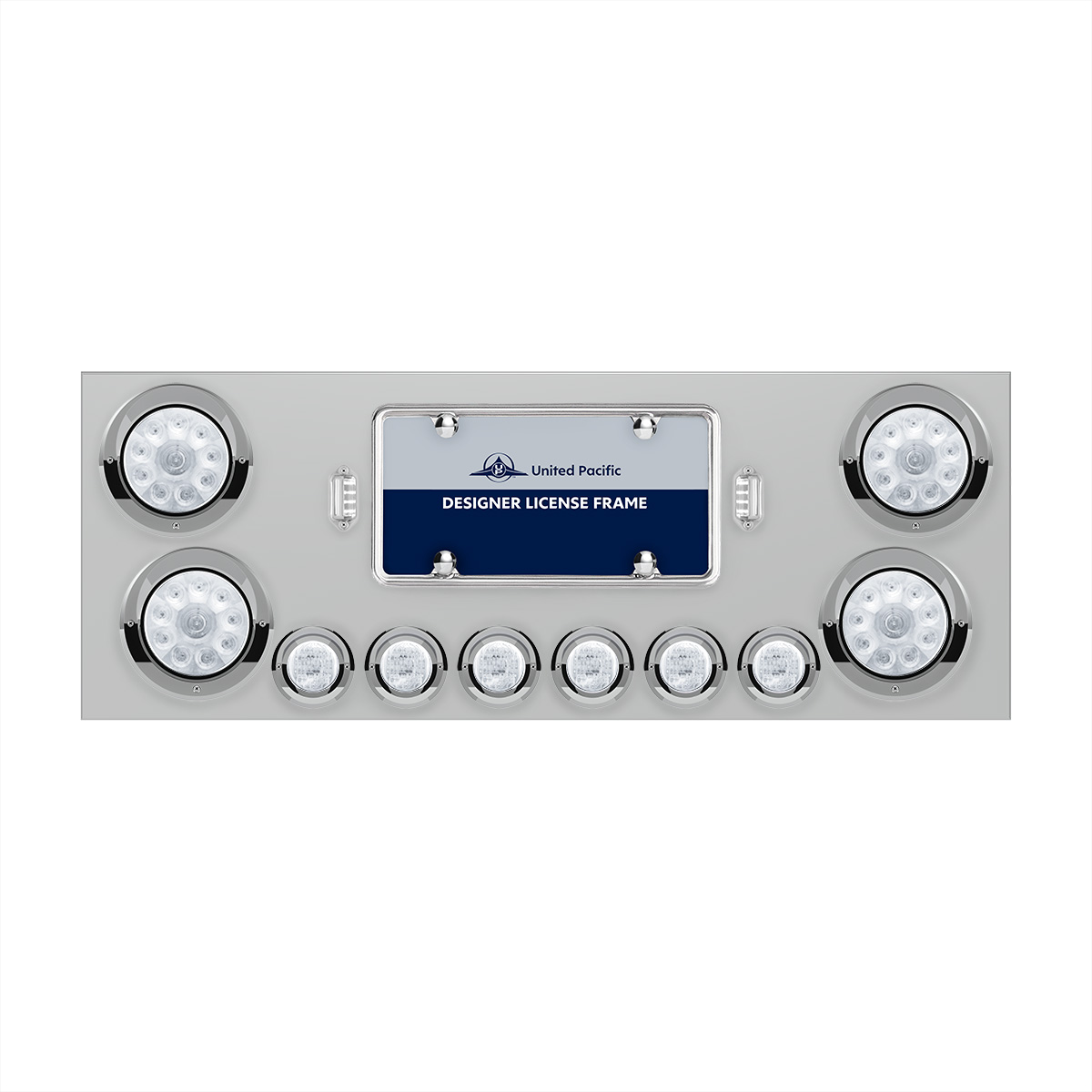 SS Rear Center Panel With 4X 10 LED 4" Lights & 6X 9 LED 2" Lights & Visors -Red LED/Clear Lens - Thumbnail 2