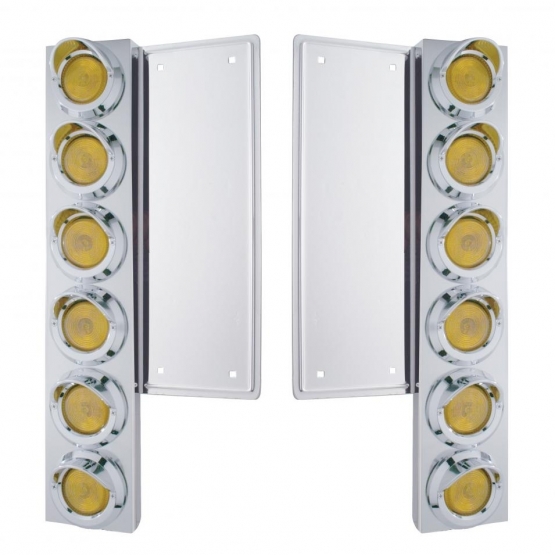 Front Air Cleaner Kit With Twelve 2" Flat Light & Visor For Freightliner