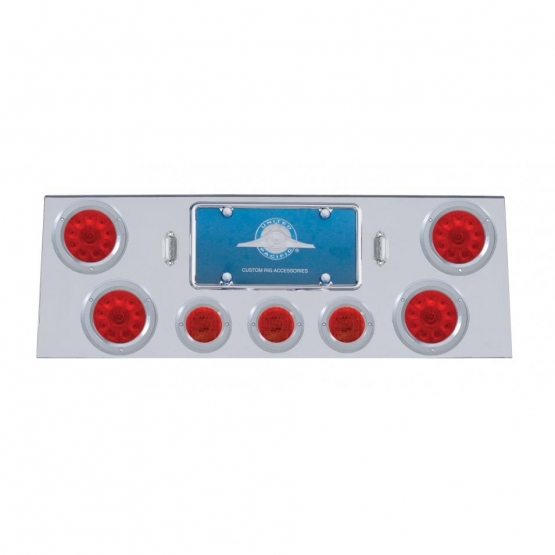 SS Rear Center Panel With 4X 10 LED 4" Lights & 3X 13 LED 2.5" Lights & Bezel -Red LED & Lens