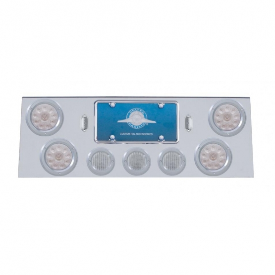 SS Rear Center Panel With 4X 10 LED 4" Lights & 3X 13 LED 2.5" Lights & Bezel -Red LED/Clear Lens