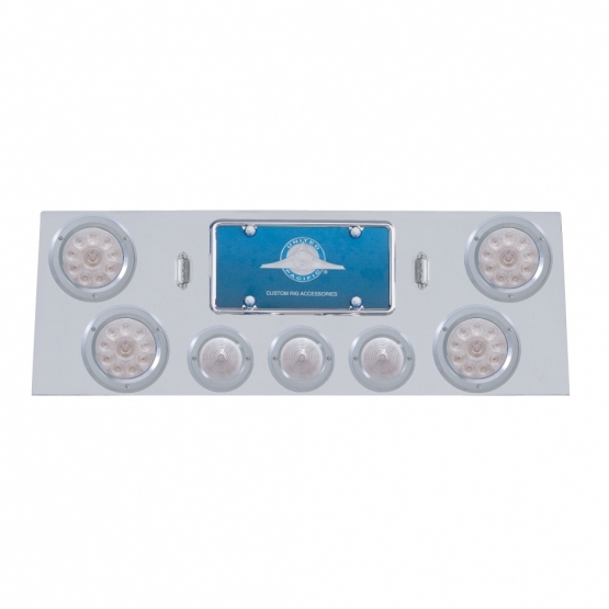 SS Rear Center Panel With 4X 10 LED 4" Light & 3X 13 LED 2.5" Beehive Light+Bezel-Red LED/Clear Lens