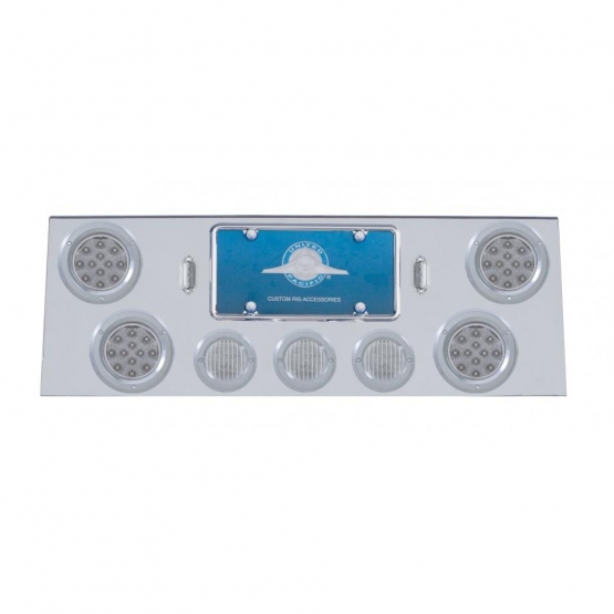 SS Rear Center Panel With 4X 12 LED 4" Reflector Light & 3X 13 LED 2.5" Light & Bezel -Red LED/Clear Lens