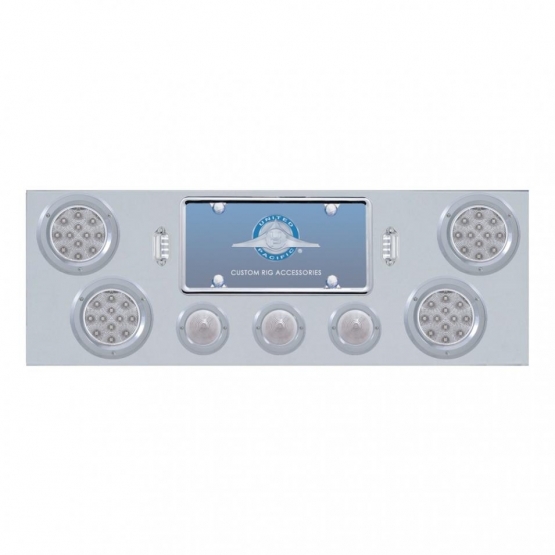 SS Rear Center Panel +4X LED 4" Refl. Light & 3X LED 2.5" Beehive Light & Bezel-Red LED/Clear Lens